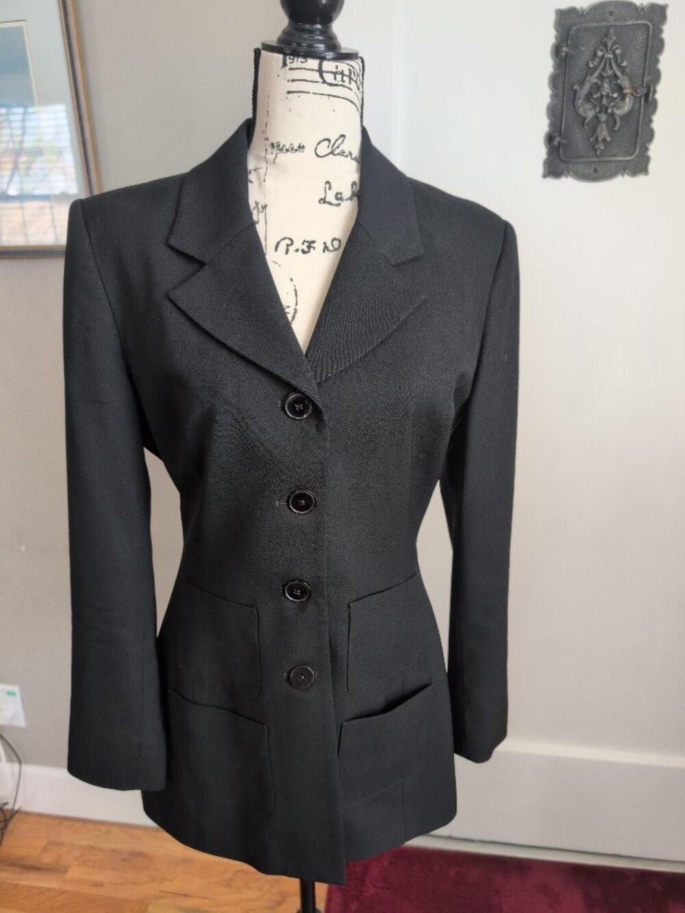 Gemma for Savvy Black Long Blazer Fully Lined w/ Buttons & Pocket Details Sz 8